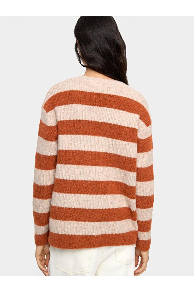 Çizgili Örme Hırka - 4