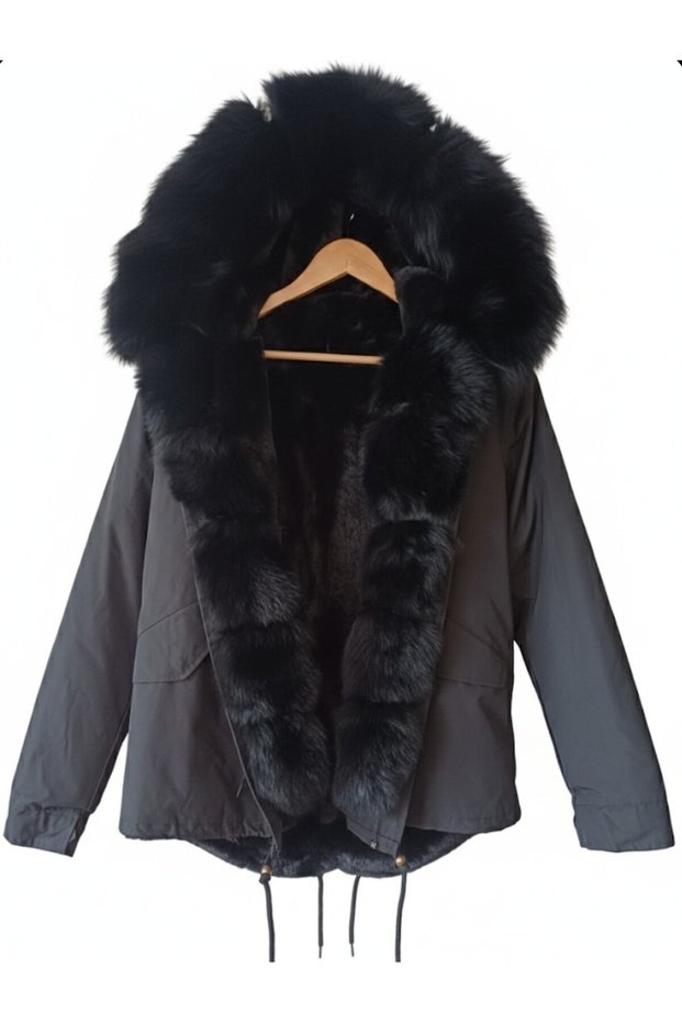 Maomaokong Premium Quality Detachable Fur Women's Vegan Fur/Parka/Coat