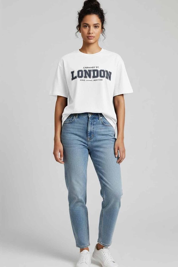 100% Cotton London Printed Oversized Street Style T-Shirt