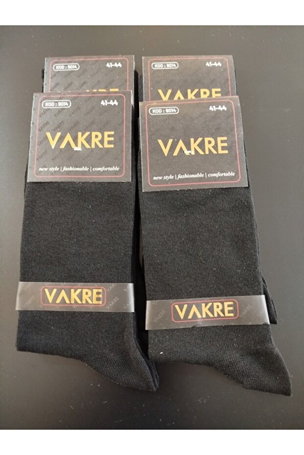 جوارب رجالية قطنية سوداء اللون مكونة من 4 قطع بلون واحد - 3