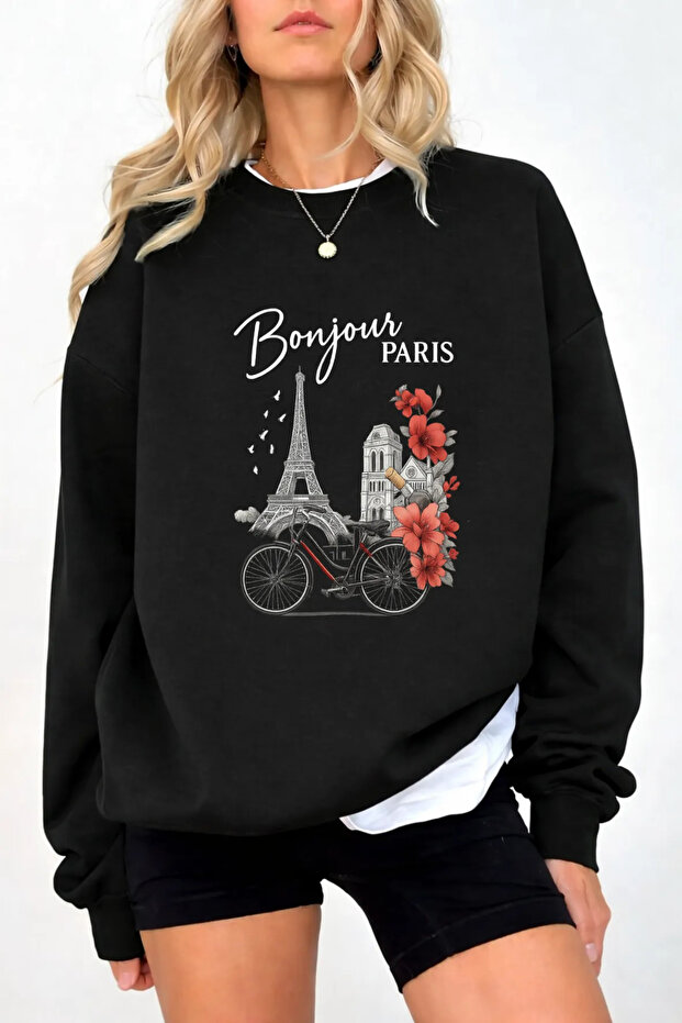 Unisex Printed Crew Neck Sweatshirt Oversized Cotton Daily Comfortable