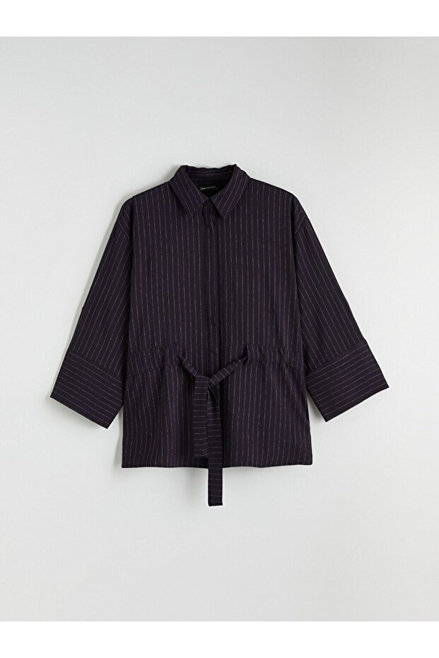 Striped Tie-Up Oversized Women's Shirt