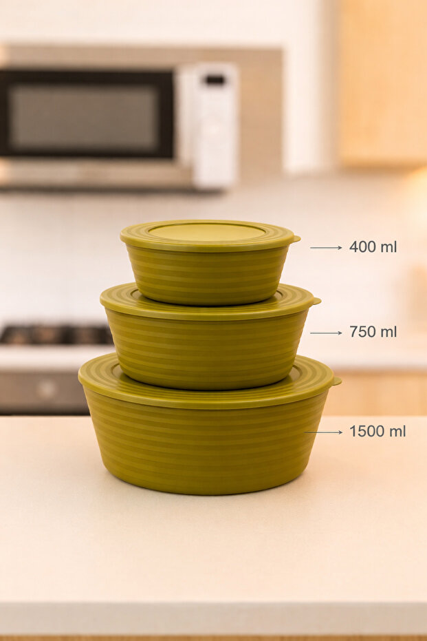 Saklama kabı / yemek saklama kabı / gıda saklama kabı 3 lü Set - 1