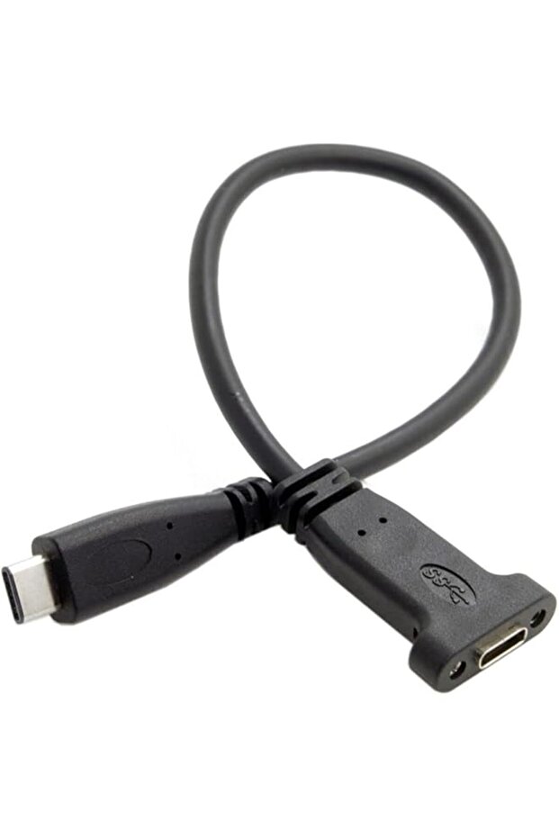USB-C USB 3.1 Type C Male to Female Data Extension Cable with Panel Mount Screw Hole