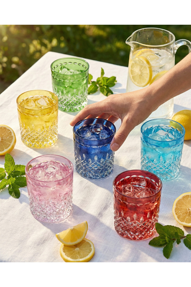 Luxury Whiskey Glass Set – Set of 6 Glass Cups / Water Glasses