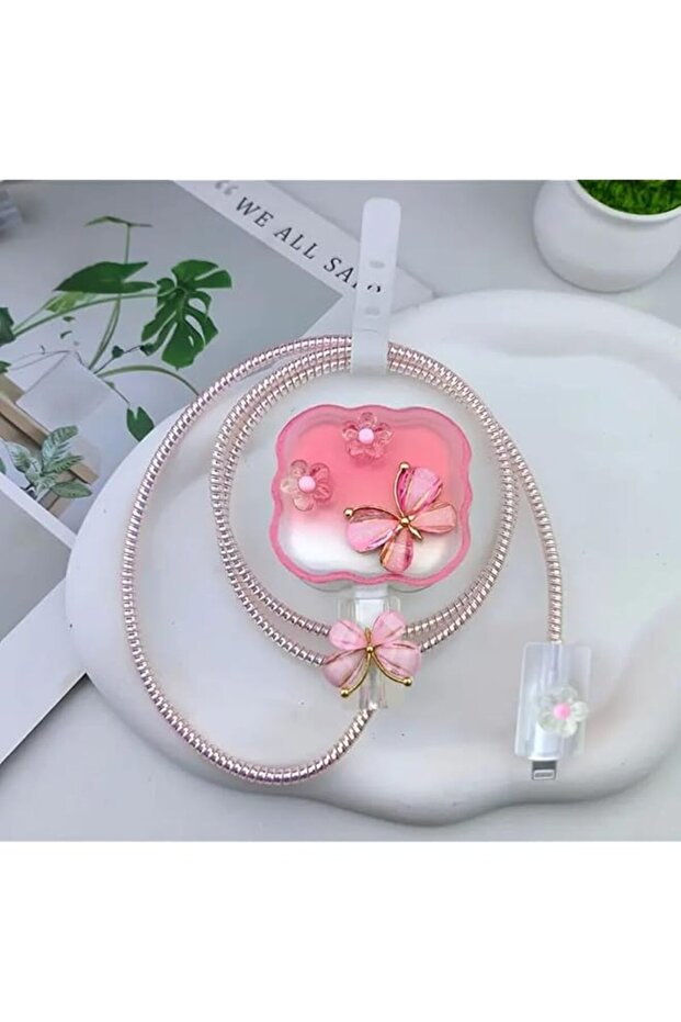 beautiful flower and butterfly design Charger & cable Cover for I phone charger cable protector