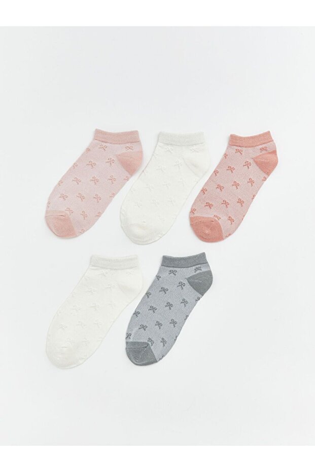Bow Patterned Women's Booties Socks, Pack of 5