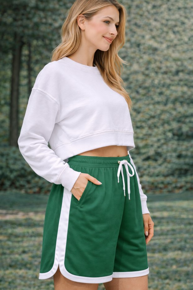 Women's Sports Shorts High Waist Side Stripe Comfortable Fit Casual, Fitness and Training Shorts