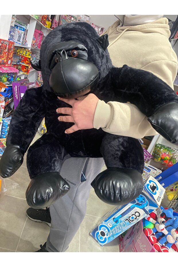 Siyah deri peluş goril dev boy - 4
