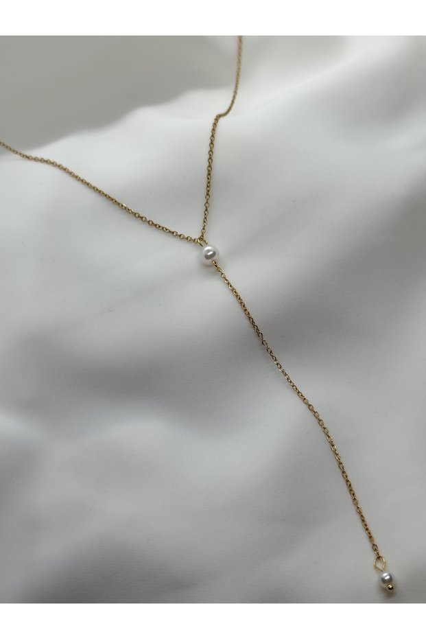 Elegant Pearl Detailed Y Model Women's Necklace | 316L Stainless Steel