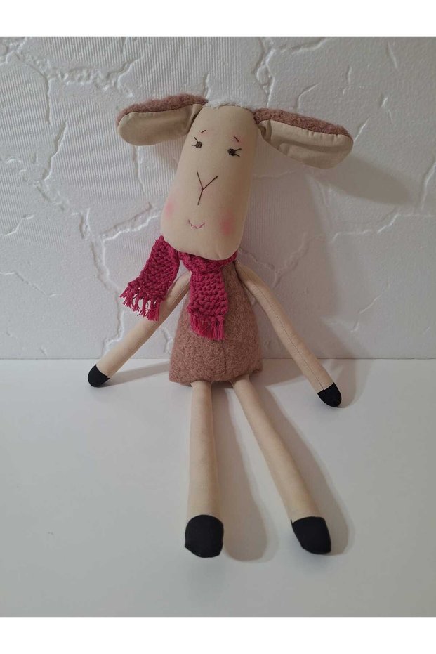 Play & Sleep Companion Toy with Arms & Legs - Organic Kuzucuk - Size: 42cm - Dusty Rose Body & Pink Scarf