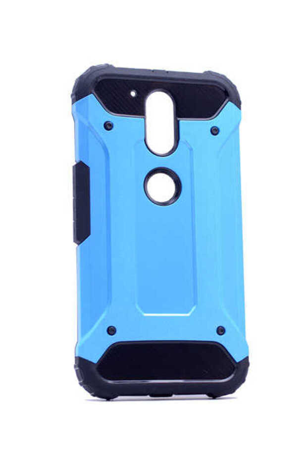 Lenovo Moto G4 Plus Compatible Case Double Layer Protective Crash Military Tank Case - Blue