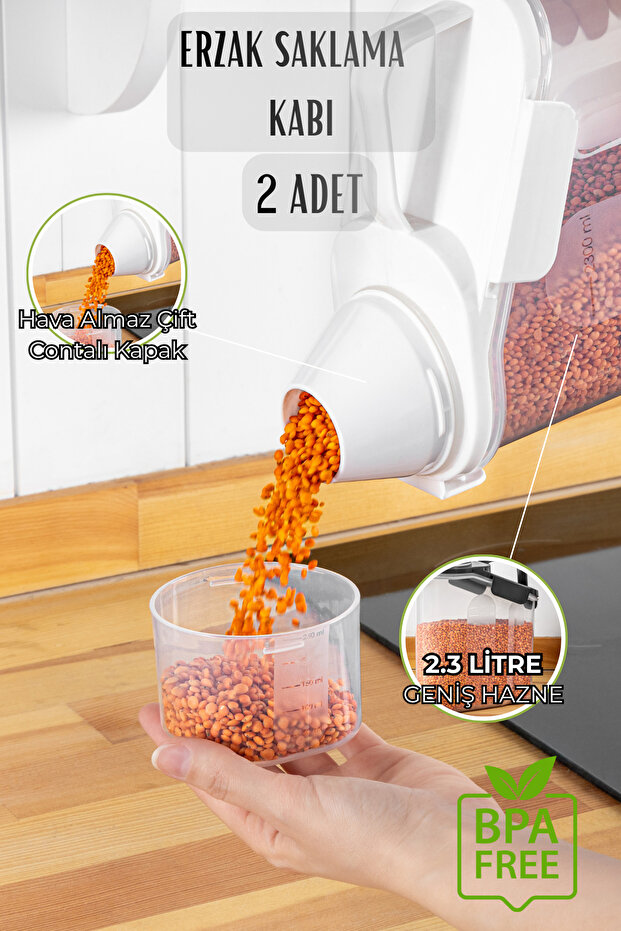 2300 ml 2-Pack Smoked Unbreakable Food Storage Container, Airtight, Double Sealed, Wide Chamber, Lid with Scale