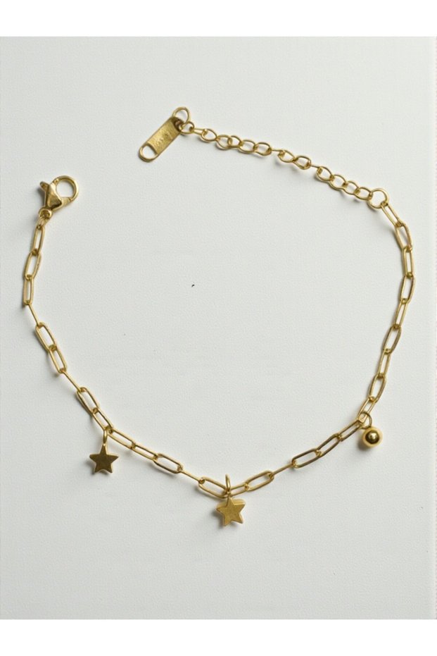 Star Charm Detailed Tarnish-Resistant Steel Chain Bracelet – Women's Bracelet with Adjustable Extension Chain