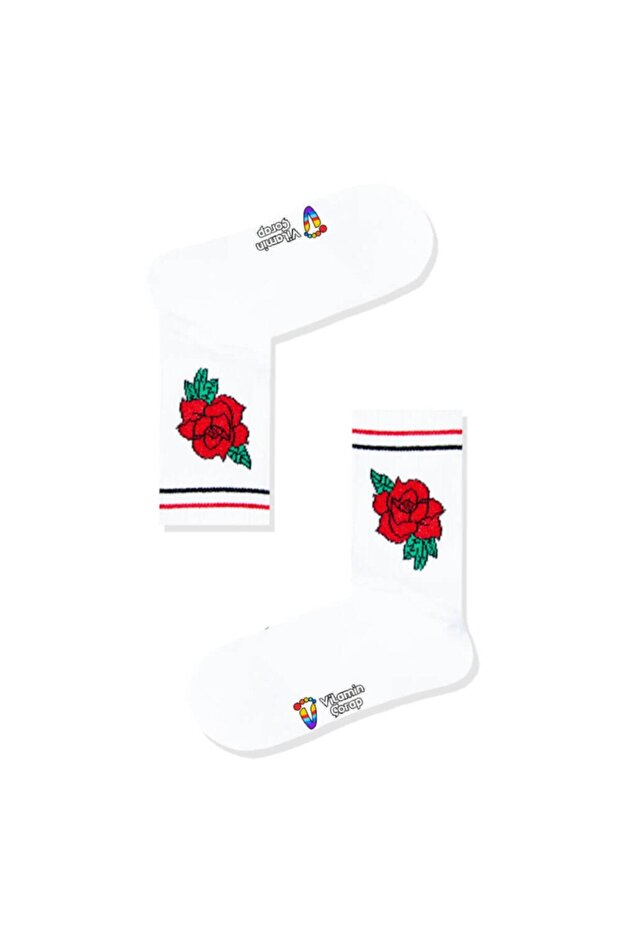 Rose White Athletic Socks - 1