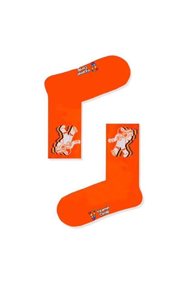 3d Astronaut Orange Athletic Socks