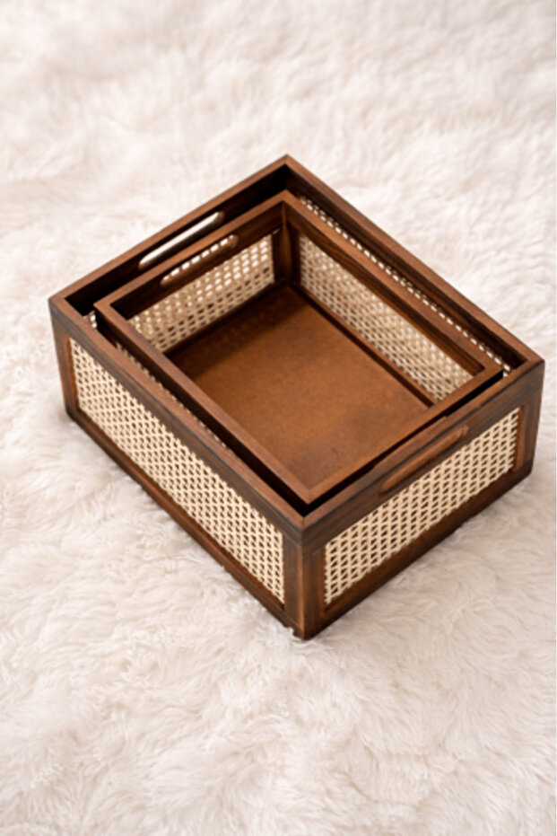 سلال تخزين خشبية خشبية - 1