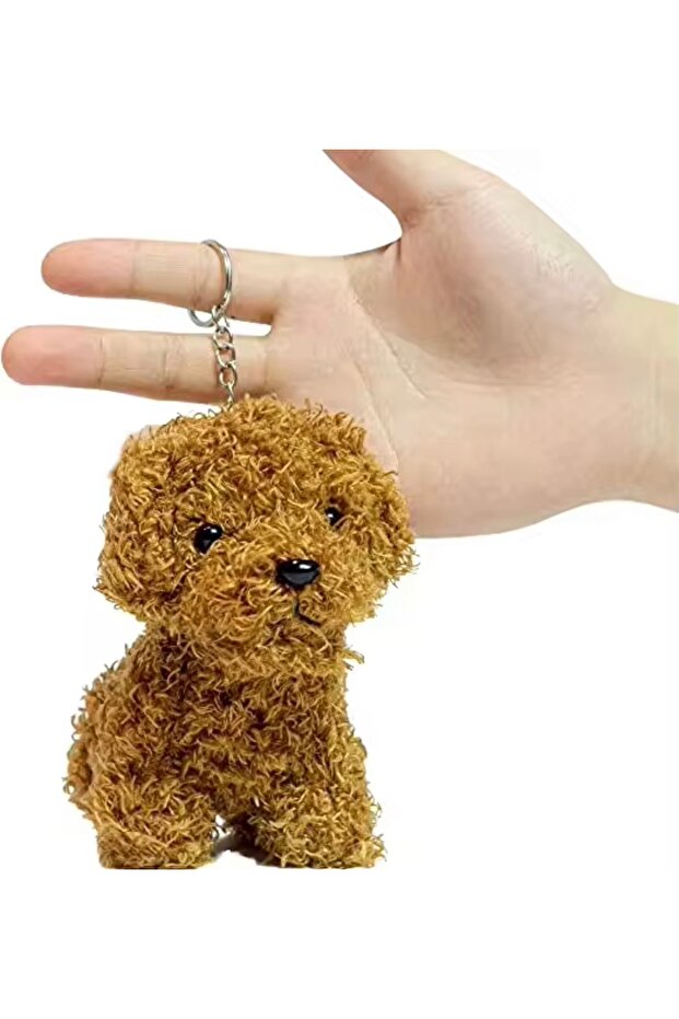 Toy Poodle Plush Dog Toy 12 cm – Realistic Puppy Plush Keychain Bag Charm (Imported)