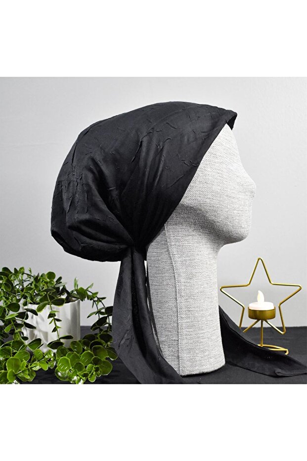 Siyah Bambu Eşarp Bone - 1