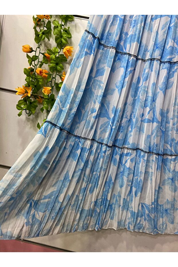 Patterned layered chiffon skirt lined - 2