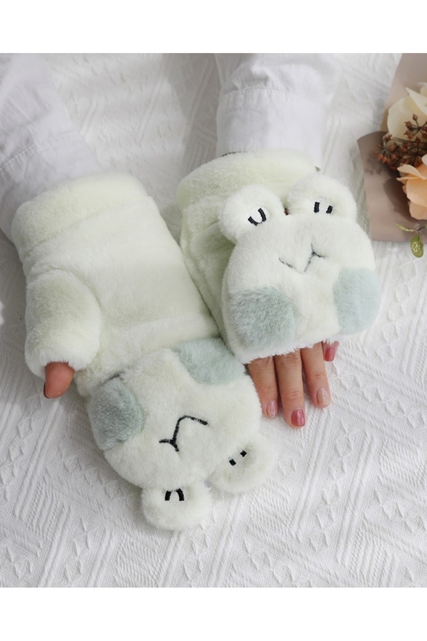 Sevimli Kurbağa Figürlü Peluş Eldiven - 1