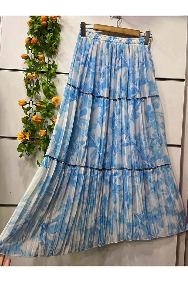 Patterned layered chiffon skirt lined - 1