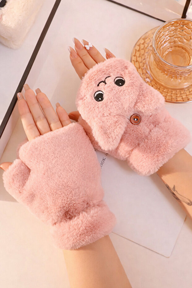 Sevimli Hayvan Figürlü Peluş Eldiven - 2