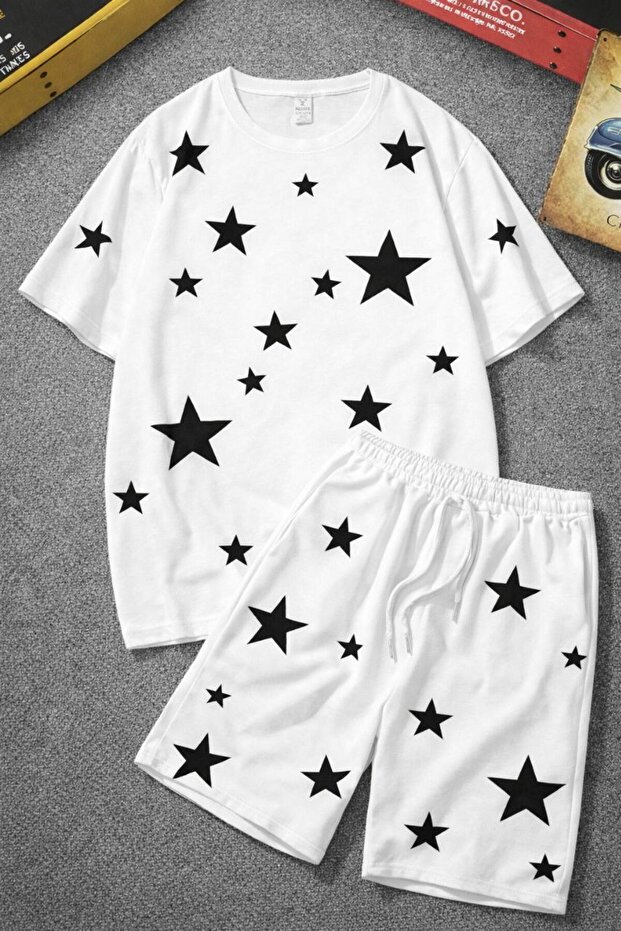 - Tshirt and Shorts Set, Lace-Up Printed