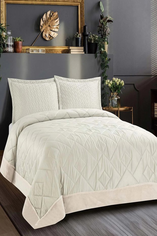 Flame Double Maria Bedspread Set (3 Pieces) - 240X260 cm - with Original Pvc Bag