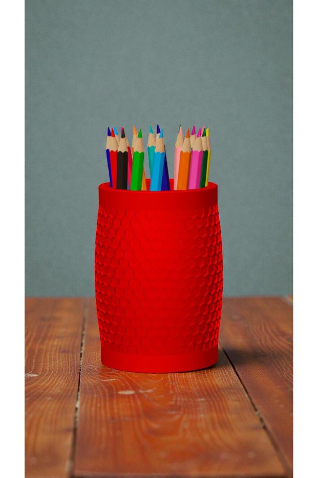 Modern Patterned Desktop Pen Holder | Stylish and Durable Organizer for Colored Pencils