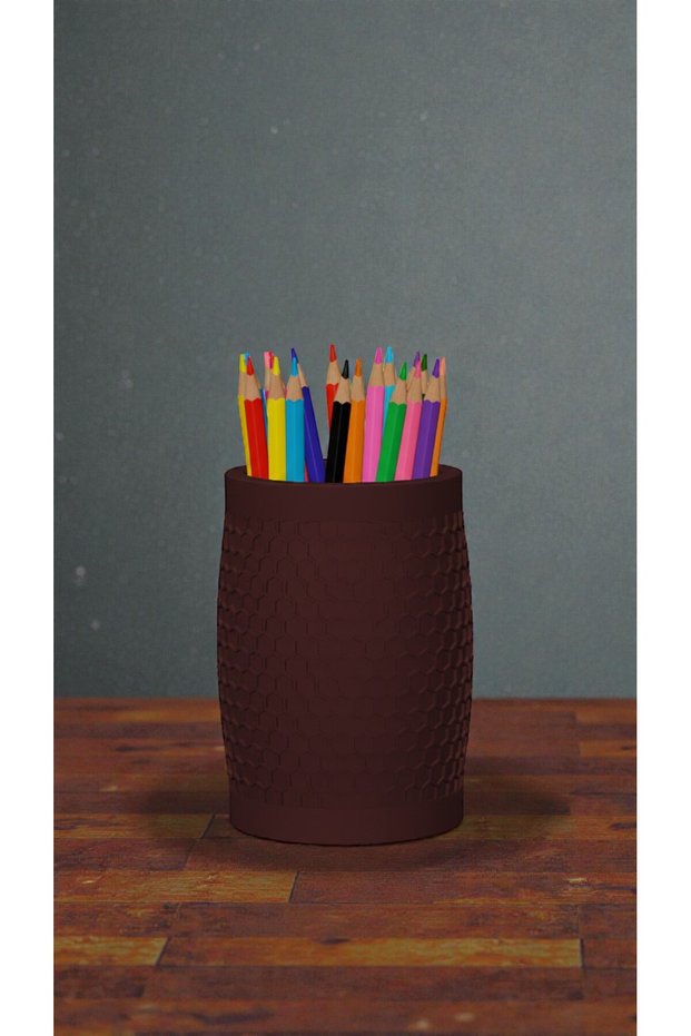 Modern Patterned Desktop Pen Holder | Stylish and Durable Organizer for Colored Pencils