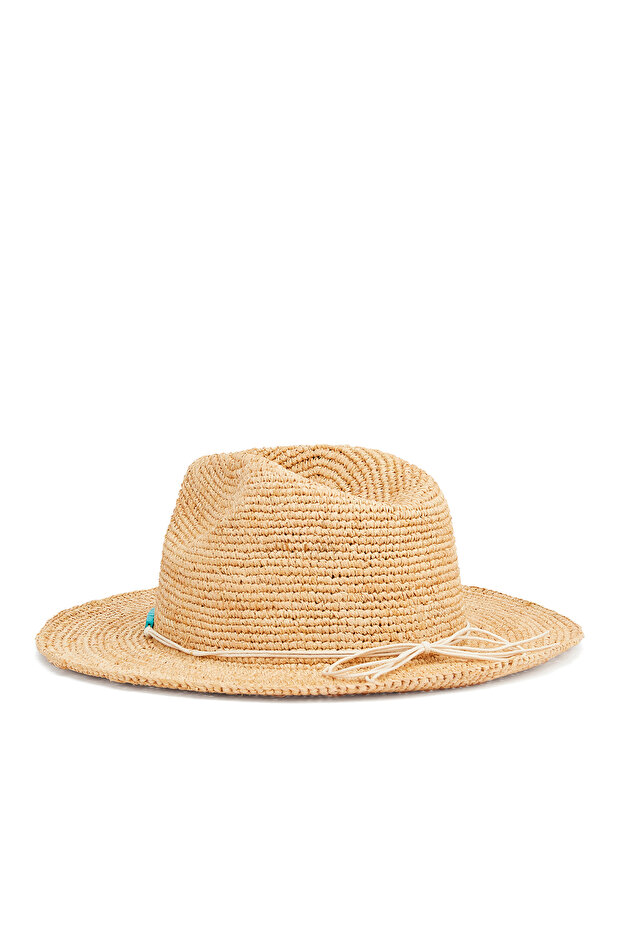 Bej Kadın Rafya Şapka - 1