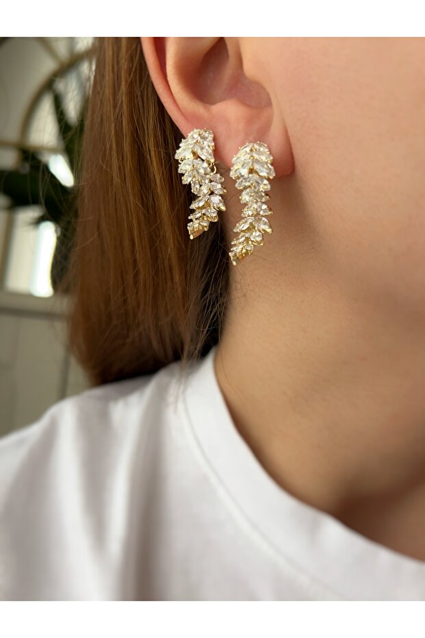 أقراط على شكل أوراق الشجر بتصميم VIP - 2