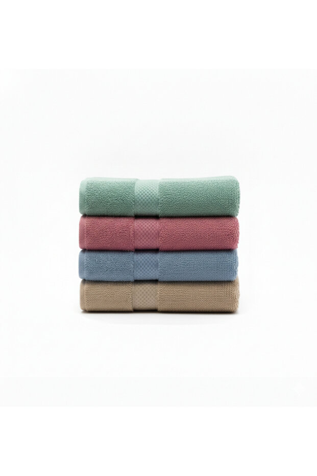 Colorful Cotton Towel Set 60x110 cm – 4 Pieces with Bag