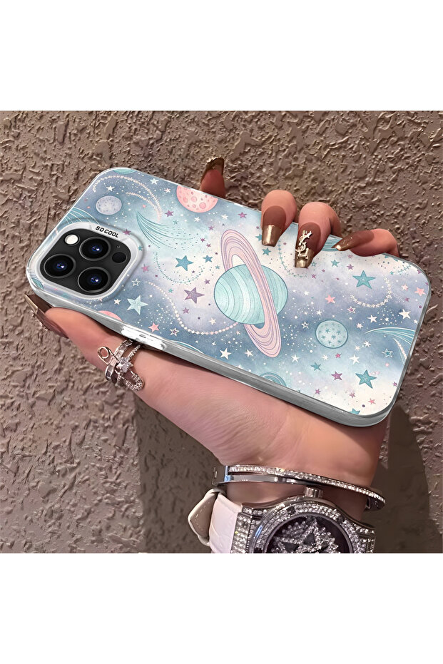 غطاء حماية نحيف وصلب للكاميرا بنمط فضائي متوافق مع هاتف iPhone 14 Pro - 1