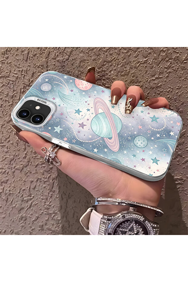 حافظة صلبة رفيعة مع حماية للكاميرا، متوافقة مع هاتف iPhone 12 Pro، بنمط فضائي - 1