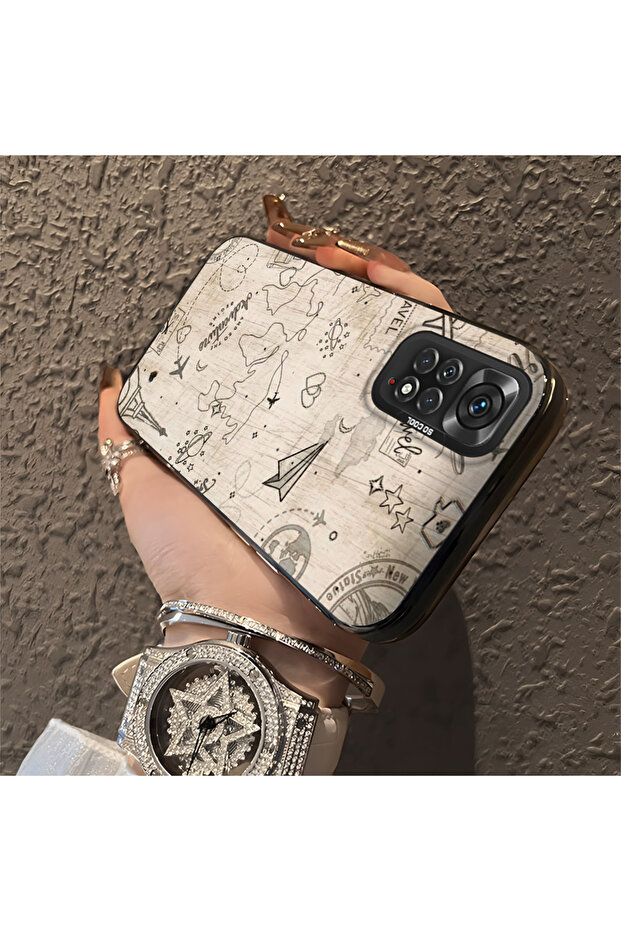 حافظة صلبة رفيعة مع حماية للكاميرا بنمط فضائي متوافق مع هاتف Redmi Note 11 - 3