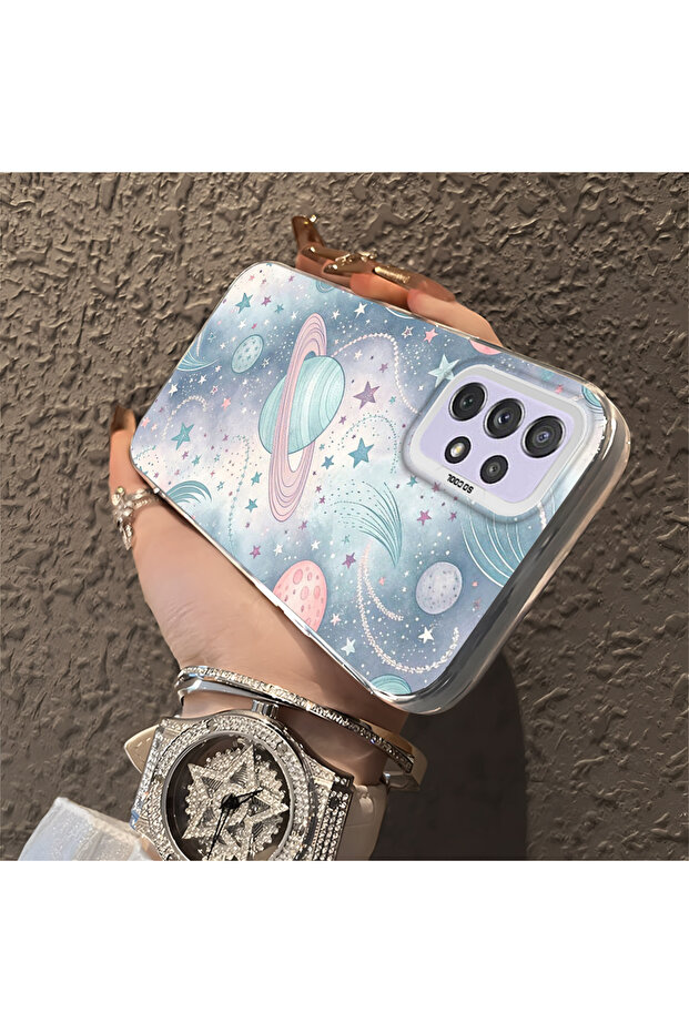 حافظة صلبة رفيعة بنمط فضائي مع حماية للكاميرا متوافقة مع هاتف سامسونج جالاكسي A72 - 3