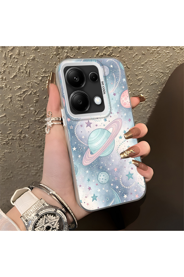 حافظة صلبة رفيعة بنمط فضائي مع حماية للكاميرا، متوافقة مع هاتف Poco M6 Pro 4G - 2