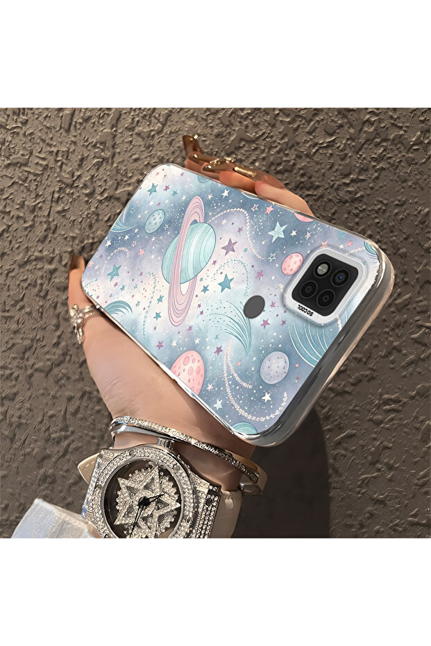 Camera Protected Slim Hard Case Compatible with Poco C31 Space Patterned - 3