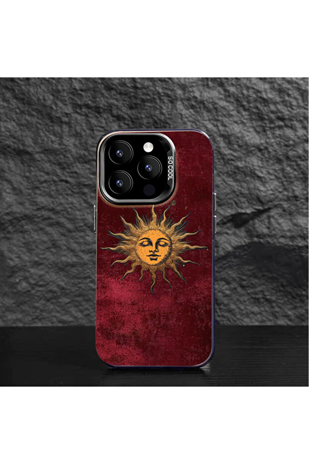 غطاء حماية نحيف وصلب للكاميرا متوافق مع هاتف iPhone 14 Plus بنمط الشمس - 5