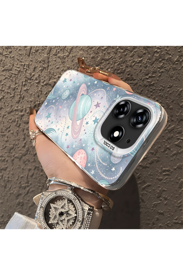 حافظة صلبة رفيعة بنمط فضائي مع حماية للكاميرا متوافقة مع هاتف Tecno Spark 10 Pro - 3