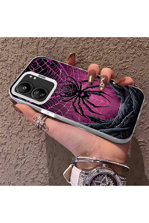 Camera Protected Slim Hard Case Compatible with Poco C65 with Sun Pattern - 1