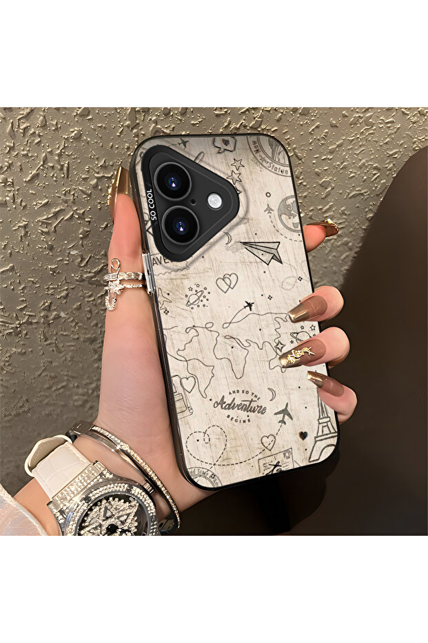 Camera Protected Slim Hard Case with Space Pattern Compatible with iPhone 16 - 2