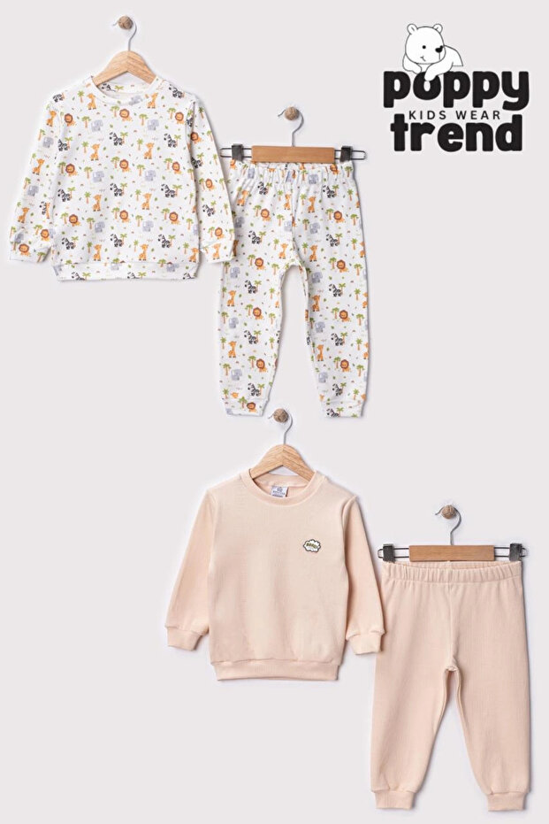 Unisex Kids Digital Printed 100% Cotton & Ribbed Knit Double Set Premium Series