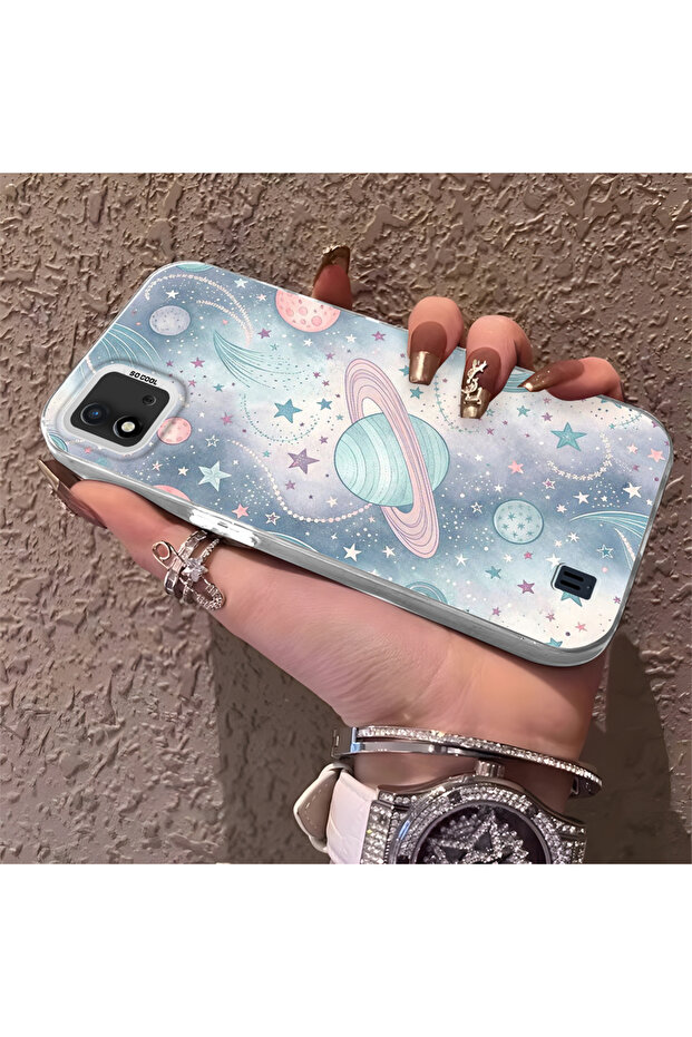 Camera Protected Slim Hard Case Compatible with Realme C20 Space Patterned - 1