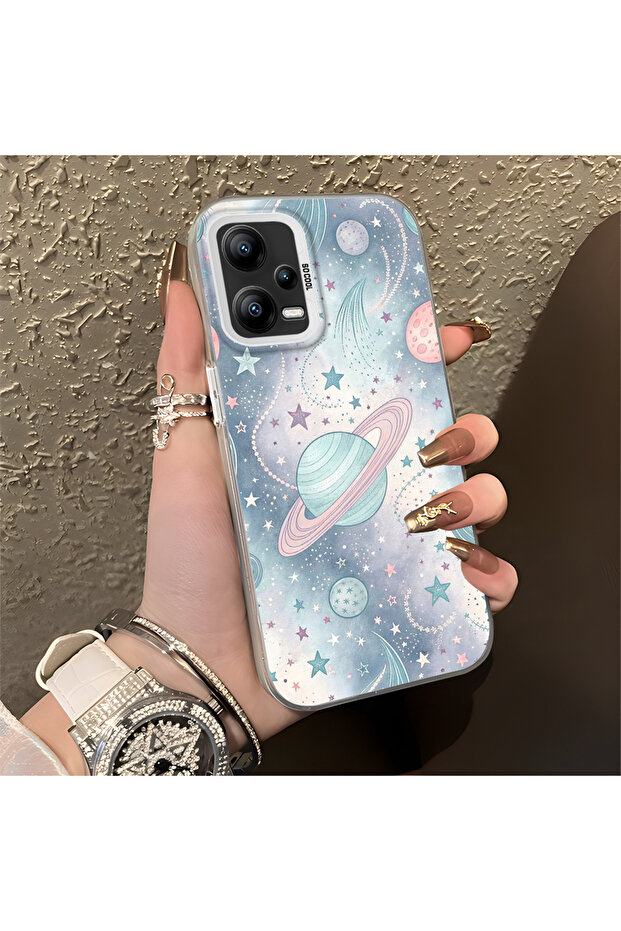 Camera Protected Slim Hard Case Compatible with Poco X5 5g Space Pattern - 2