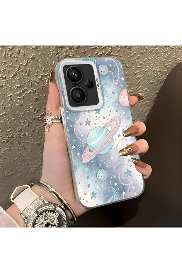 Camera Protected Slim Hard Case with Space Pattern Compatible with Redmi Note 13 Pro Plus+ 5g - 2