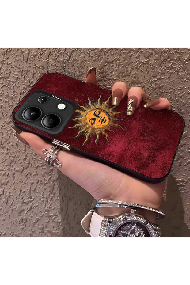 حافظة صلبة رفيعة مع حماية للكاميرا بنمط الشمس، متوافقة مع هاتف Redmi Note 13 4G - 1