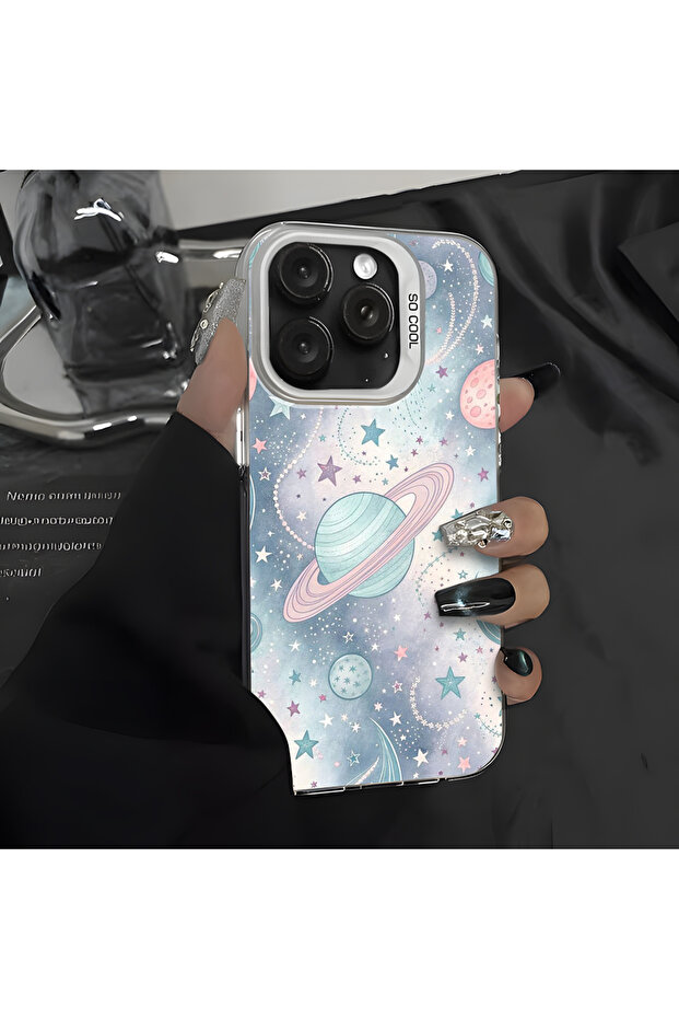 Camera Protected Slim Hard Case Compatible with Redmi Note 10S Space Pattern - 8